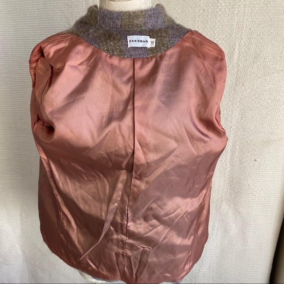 Vintage 70s M Fall Mohair Plaid Blazer Jacket - Picture 7 of 8